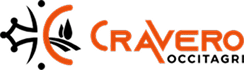 Logo CRAVERO : Design moderne en orange Logo CRAVERO orange sur fond noir, avec une forme stylisée en 'C' ouverte encadrant le début du mot.